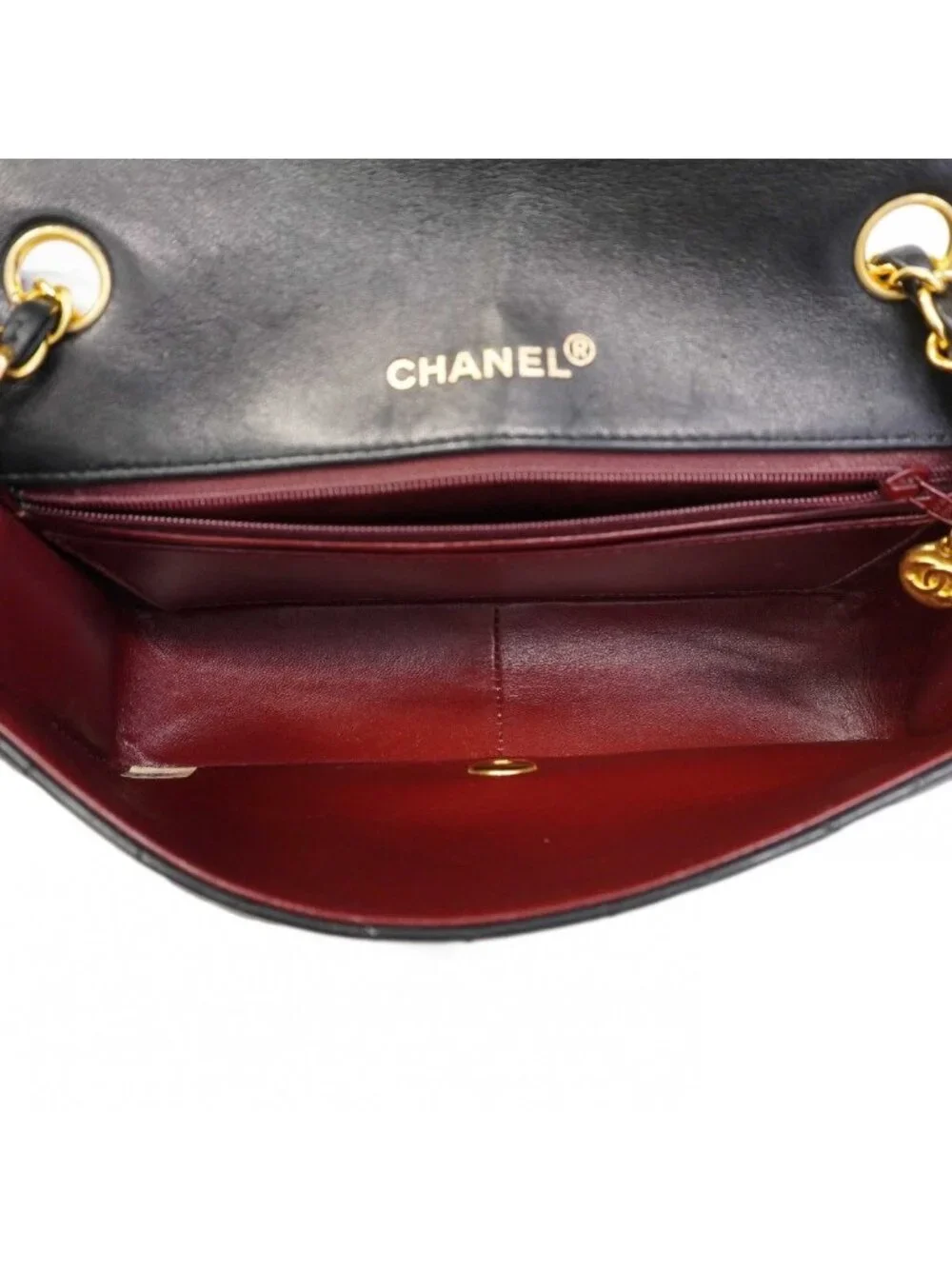 Chanel Shoulder Bag Quilted Lambskin Black Gold - Picture 4 of 10